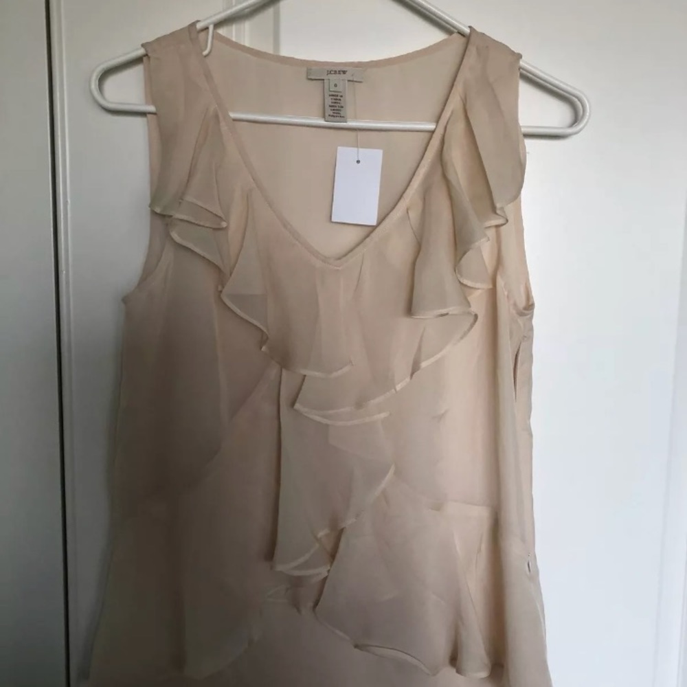 J crew beige pink blouse top new with tags silk